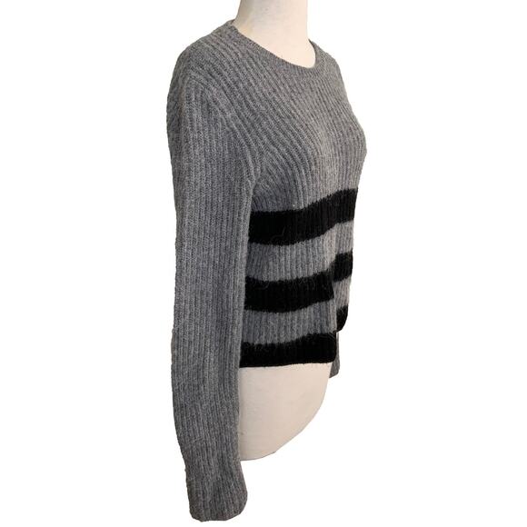 Equipment Pullover Sweater Gray Wool Alpaca Striped Crew Neck Sz S Dark Academia - Picture 4 of 11